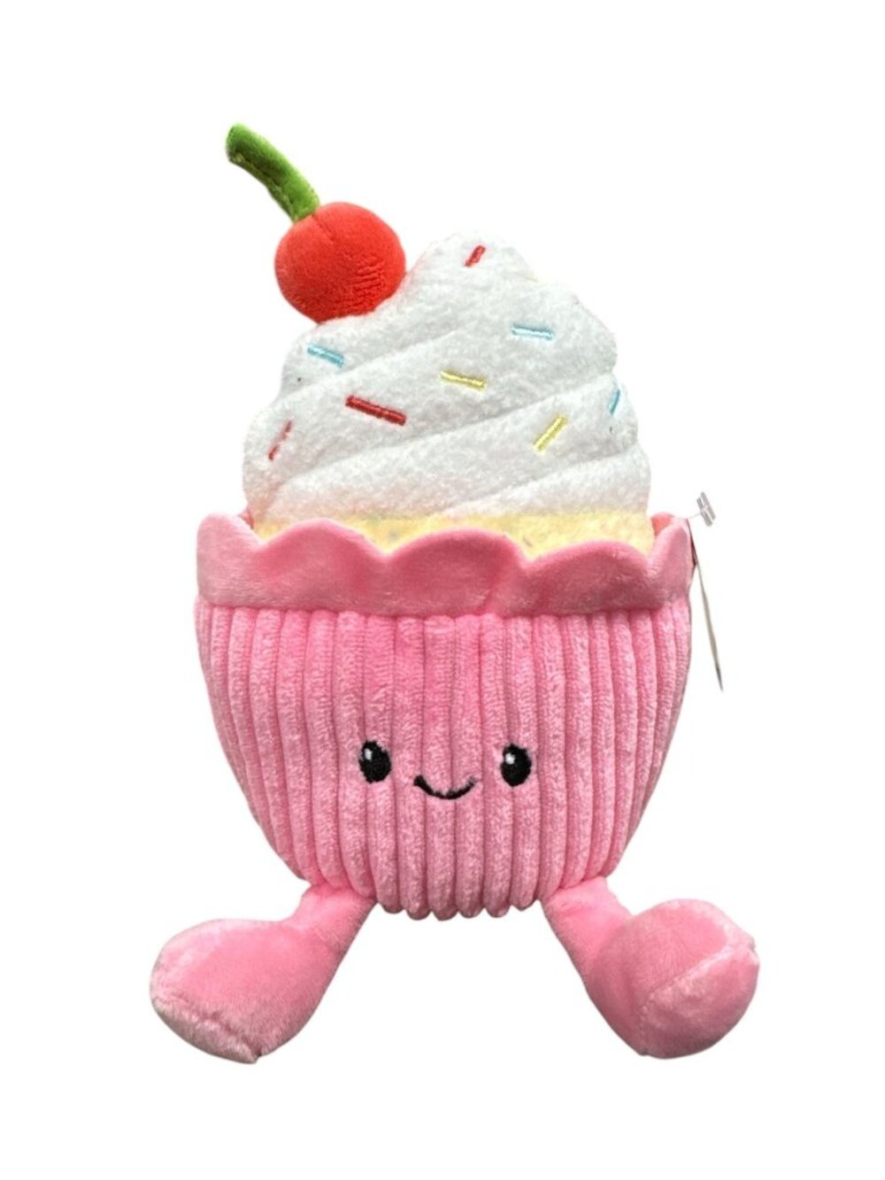 Plush Cupcake Toy With Cherry On Top By GiggleScope - Soft Pink & White Design F